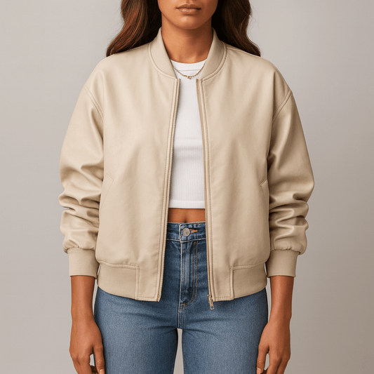 Women's - Oversized Casual Bomber Jacket - Stylish Fit