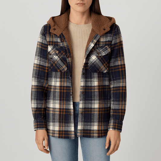 Women's - Plaid Winter Jacket - Hooded Lining