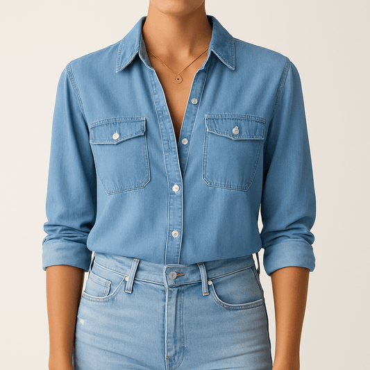 Women's - Relaxed Fit Denim Shirt - Casual Style & Comfort