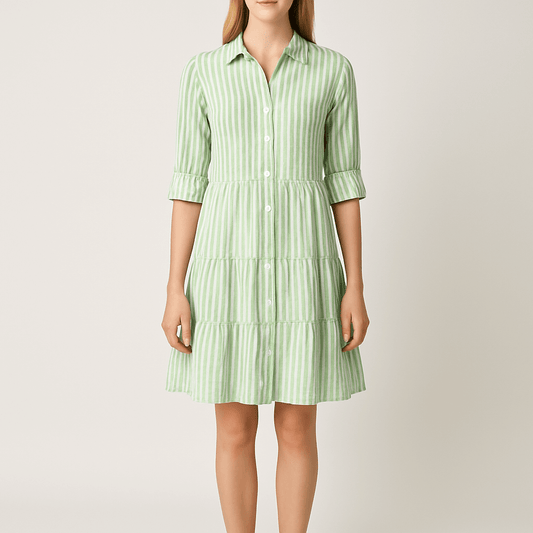 Women's - Striped Long Sleeve Casual Dress