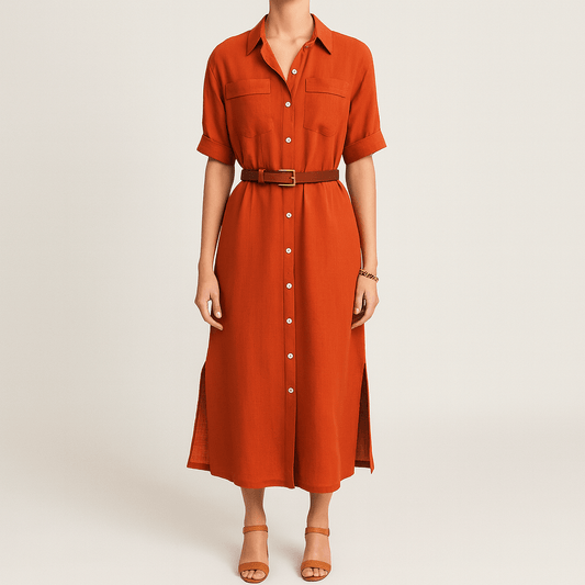 Women's - Stylish Elegant Dress - Belt Detail