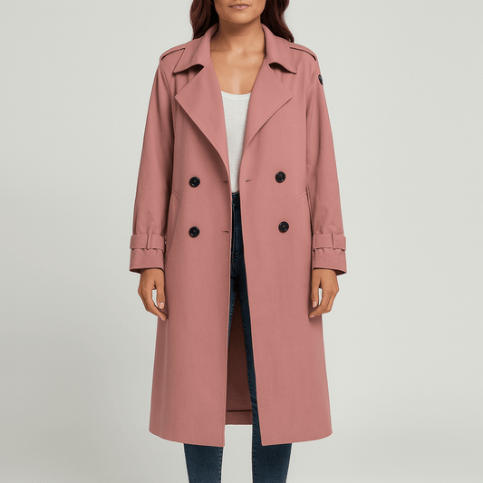 Women's - Trench Coat - Long Belted Style