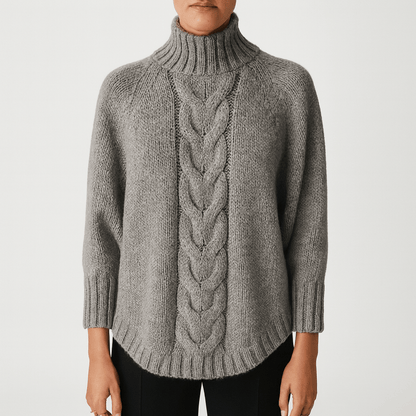 Women's - Turtleneck Knitted Jumper - Loose Fit Style