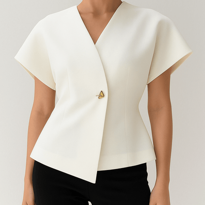 Women's - V-Neck Button-Down Blouse – Lightweight