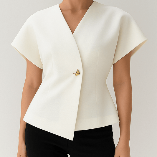 Women's - V-Neck Button-Down Blouse – Lightweight