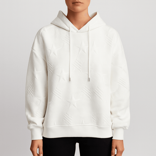 Women's - White Long Sleeve - Knitted Hoodie