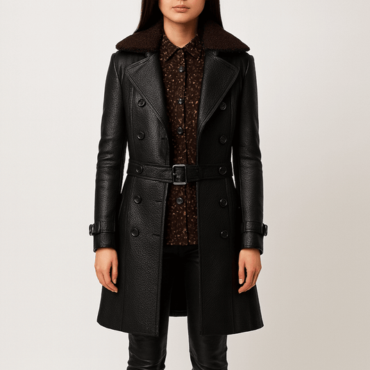 Women's - Winter Trench Coat - Double-Breasted