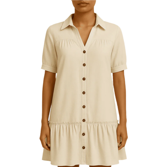 Women's - Casual A-Line Dress - Cotton Blend