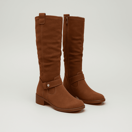 Women's - Comfortable Knee-High Leather Boots - Stylish & Durable Footwear