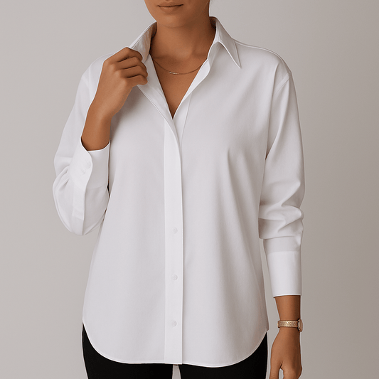 Women's - Elegant Lapel Shirt - Timeless Style - Versatile Cotton Blend - Perfect for Any Occasion
