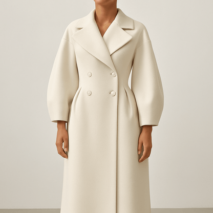 Women's - Elegant Long Trench Coat - Stylish Lapel Collar - Perfect for All Seasons
