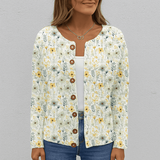 Women's - Floral Cardigan - Soft Knit - Stylish Layering Essential