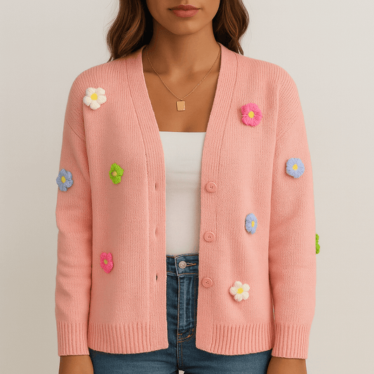 Women's - Floral Long Sleeve Open Front Cardigan - Lightweight & Stylish - Perfect Layering Piece
