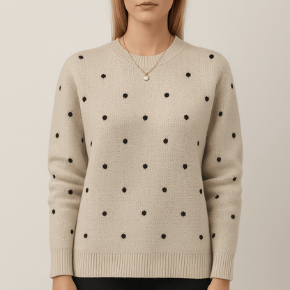 Women's - Polka Dot Knit Sweater - Cosy Style for Effortless Fashion