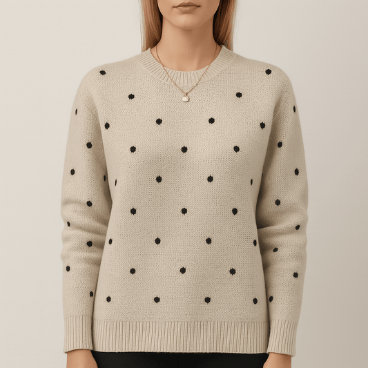 Women's - Polka Dot Knit Sweater - Cosy Style for Effortless Fashion
