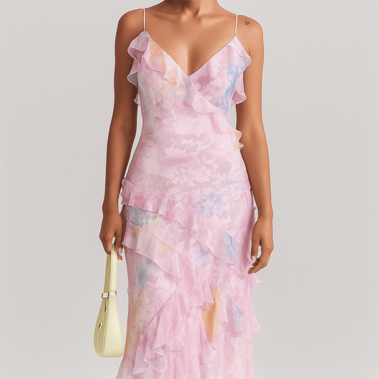 Women's - Ruffled Long Dress - Elegant Flowing Style - Perfect for Special Occasions and Casual Outings
