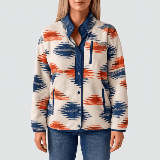 Women's - Snap-Up Fleece Jacket - Cosy, Stylish, Perfect for Layering