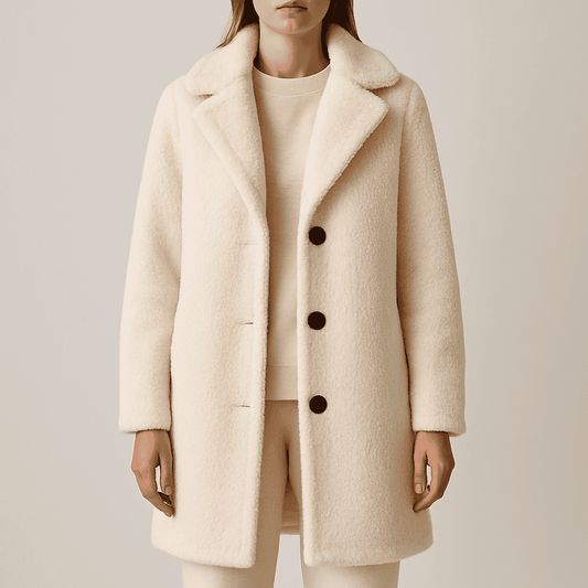 Women's - Teddy Coat - Warm Long Plus Size Outerwear for Cosy Style