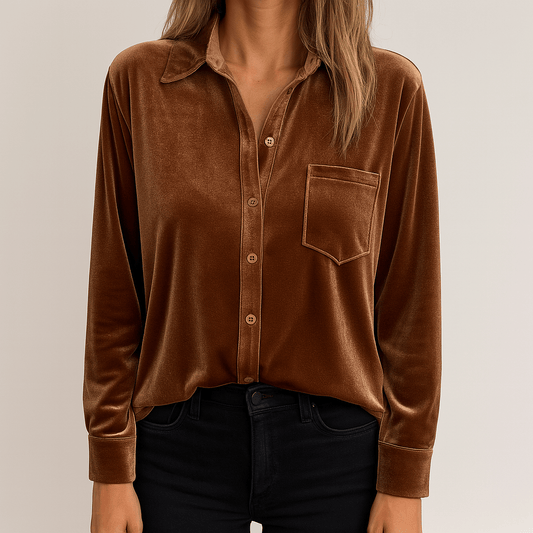 Women's - Velvet Shirt - Soft & Luxurious Fabric - Trendy Style