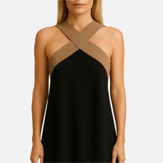 Women's – Elegant Cross Chest Dress – Tummy-Friendly Fit