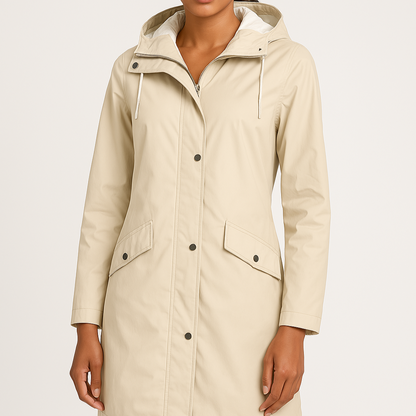 Women's - Hooded Raincoat - Long, Waterproof - Waterproof Raincoat