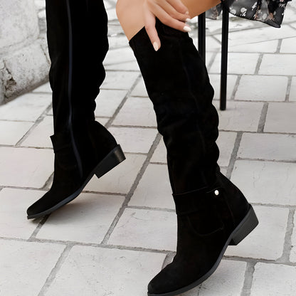 Women's - Comfortable Knee-High Leather Boots - Stylish & Durable Footwear