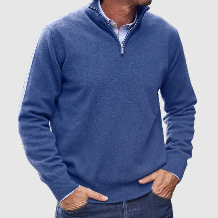 Men's - Sweater - Italian Cashmere with Zipper - Cashmere Sweater