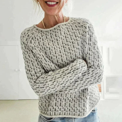 Women's - Knitted Jumper - Elegant Grey Long Sleeve