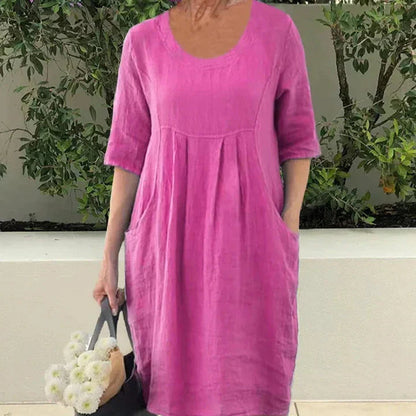 Women's - Chic Loose Cotton Blend Dress - Effortless Style for Everyday Wear - Perfect for Any Occasion