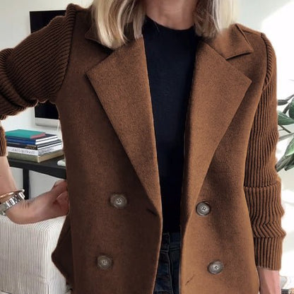 Women's – Coat – Knit Sleeves – Elegant Office Coat