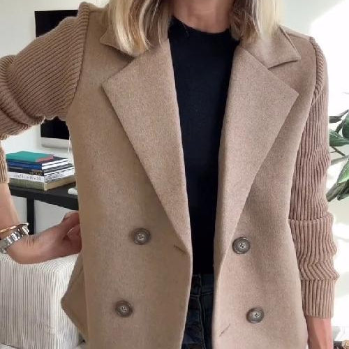 Women's – Coat – Knit Sleeves – Elegant Office Coat
