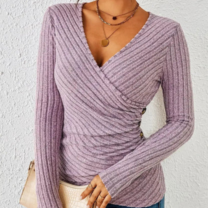 Women's - Long Sleeve Tummy Tucking Top - Soft Fabric, Flattering Fit
