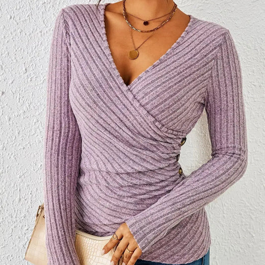 Women's - Long Sleeve Tummy Tucking Top - Soft Fabric, Flattering Fit