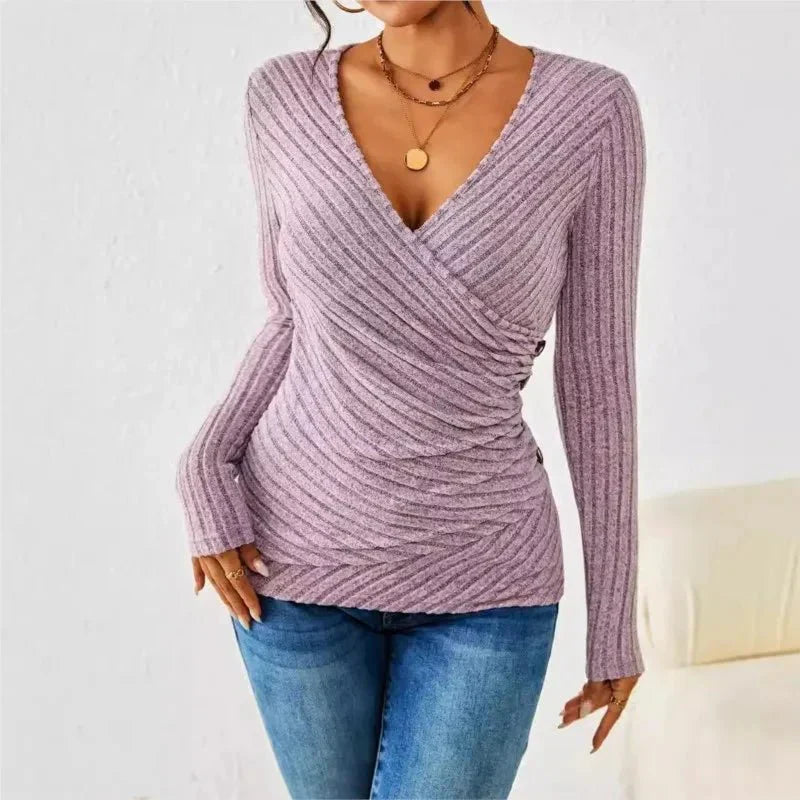 Women's - Long Sleeve Tummy Tucking Top - Soft Fabric, Flattering Fit