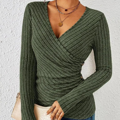 Women's - Long Sleeve Tummy Tucking Top - Soft Fabric, Flattering Fit