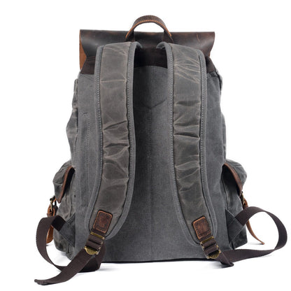 Unisex - 25L Canvas Leather Backpack - Stylish & Durable