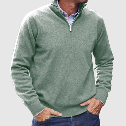 Men's - Sweater - Italian Cashmere with Zipper - Cashmere Sweater