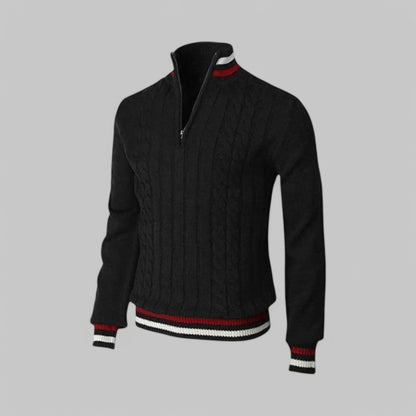 Men's - Half-Zip Twist Knit Jumper - Cosy Style for Casual Wear