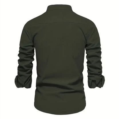 Men's - Stylish Button-Up Shirt - Comfortable Cotton Blend - Casual Wear