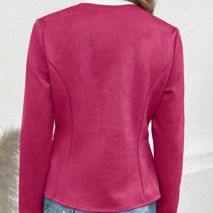Women's - Tailored Jacket - Minimalist Zip-Up Design - Smart Casual Outerwear