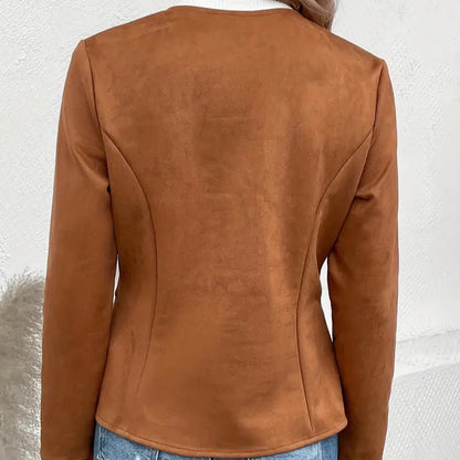 Women's - Tailored Jacket - Minimalist Zip-Up Design - Smart Casual Outerwear