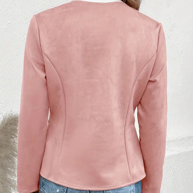 Women's - Tailored Jacket - Minimalist Zip-Up Design - Smart Casual Outerwear