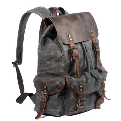 Unisex - 25L Canvas Leather Backpack - Stylish & Durable