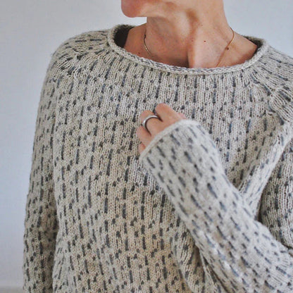 Women's - Knitted Jumper - Elegant Grey Long Sleeve