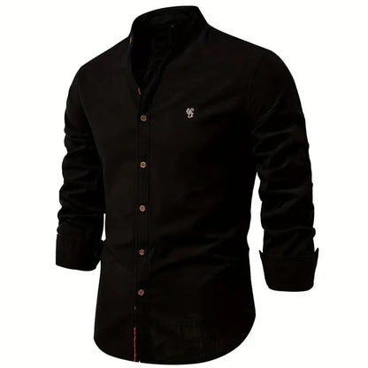 Men's - Stylish Button-Up Shirt - Comfortable Cotton Blend - Casual Wear