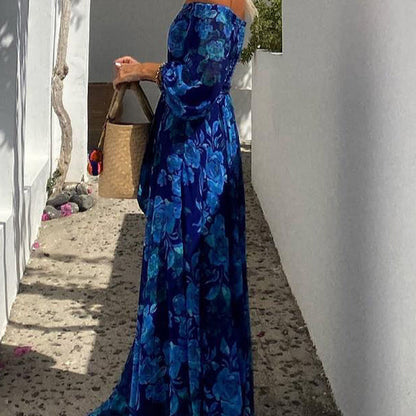 Women's - Floral Off-Shoulder Maxi Dress - Summer Style
