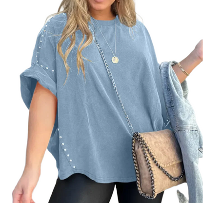 Women's - Loose Fit Shirt - Soft Cotton Blend - Vintage Casual Top for Effortless Everyday Style