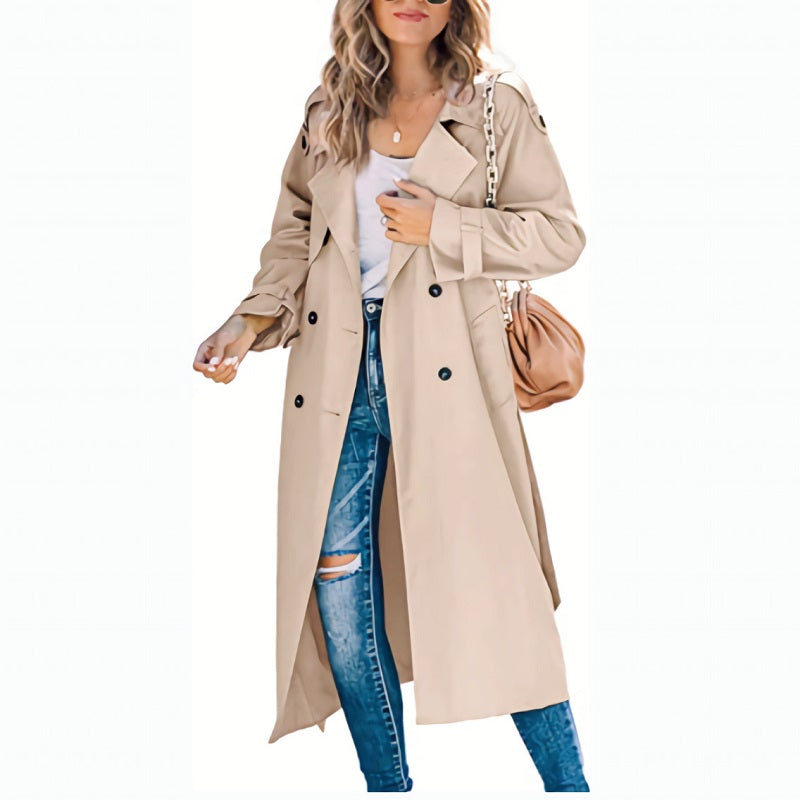 Women's - Trench Coat - Long Belted Style