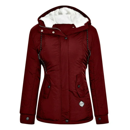 Women's - Parka Jacket - Sherpa-Lined, Hooded, Insulated Fleece - Winter Coat