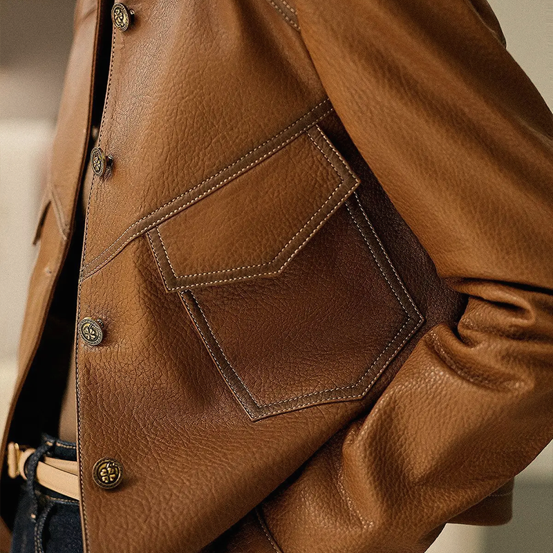 Women's - Brown Long Sleeve Jacket - Stylish Design